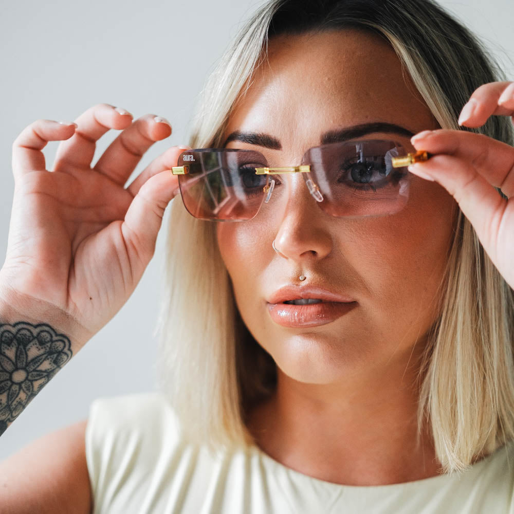 198 Rectangle Frame - Gold and Pink