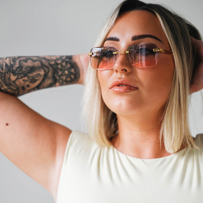 198 Rectangle Frame - Gold and Pink