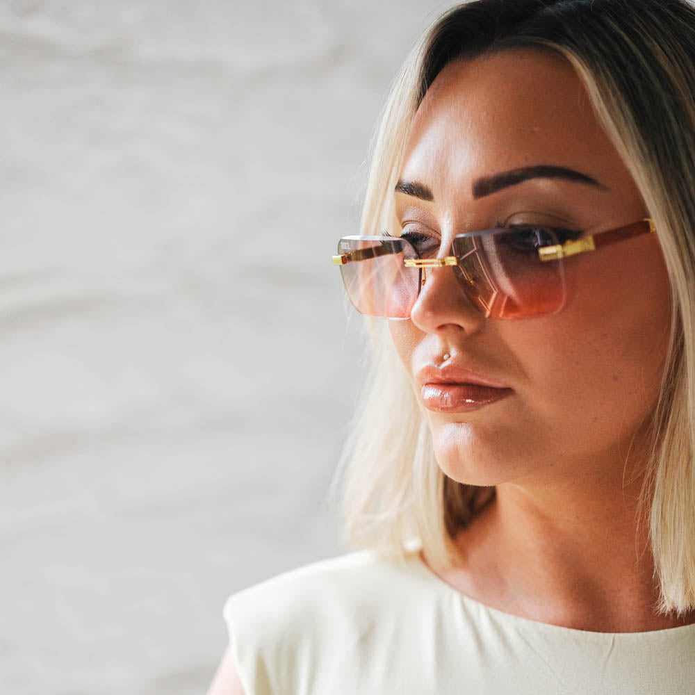 198 Rectangle Frame - Gold and Pink