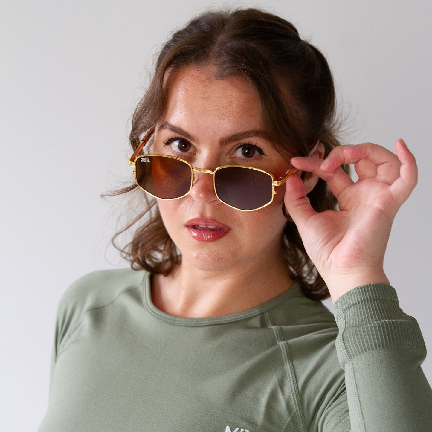 016 Geometric Frame - Gold and Brown