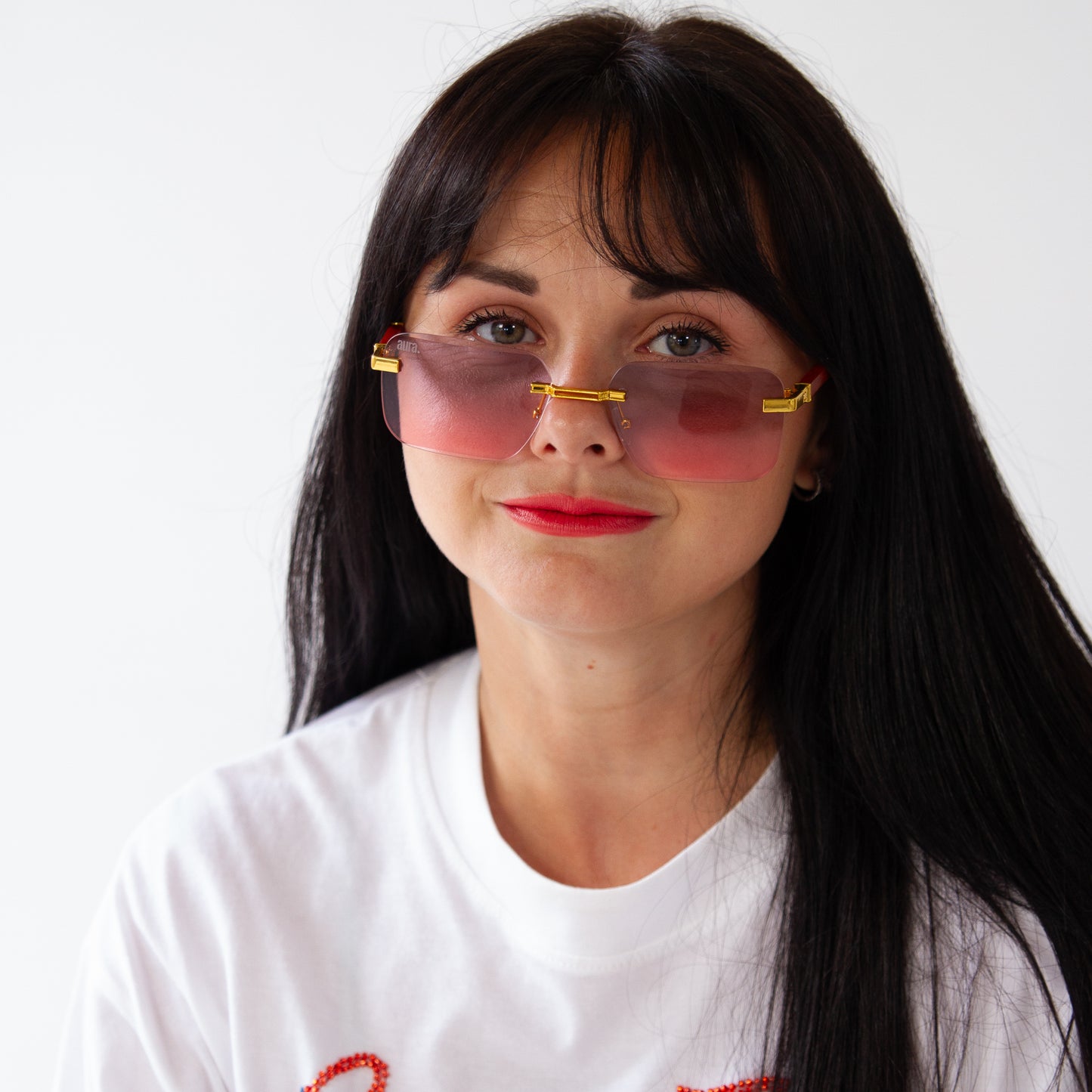 198 Rectangle Frame - Gold and Pink